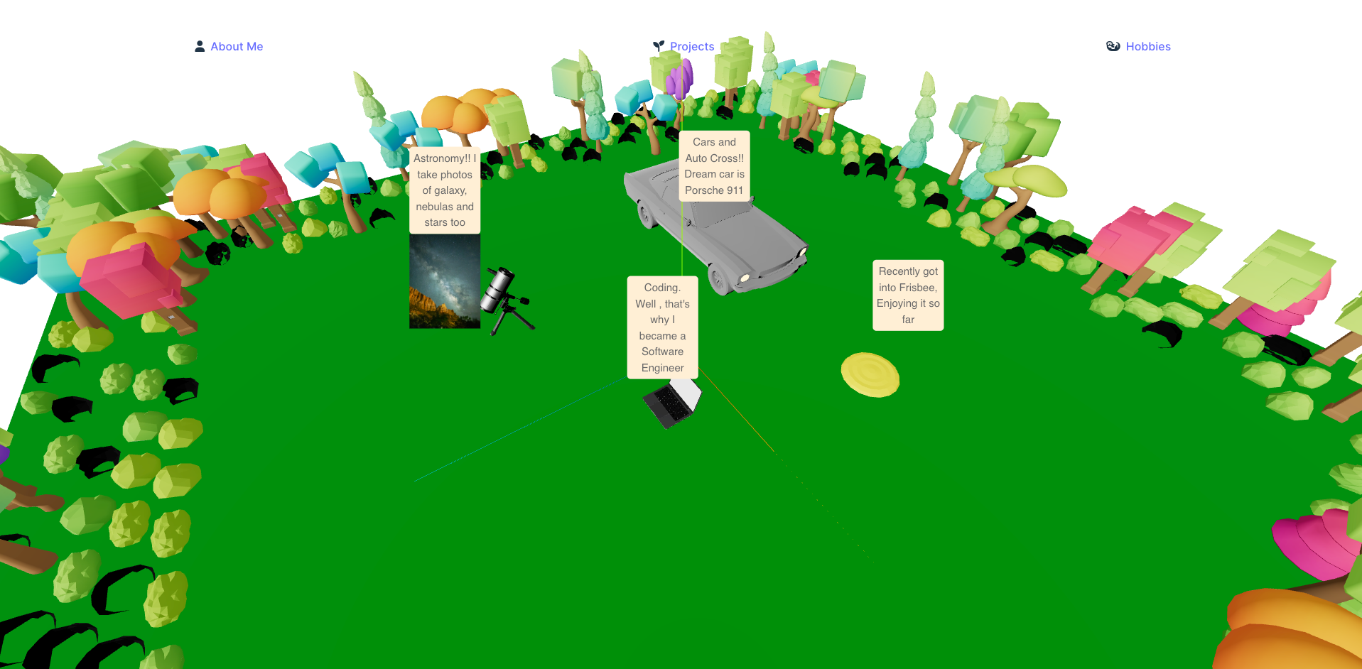 my old website; the 3js section
